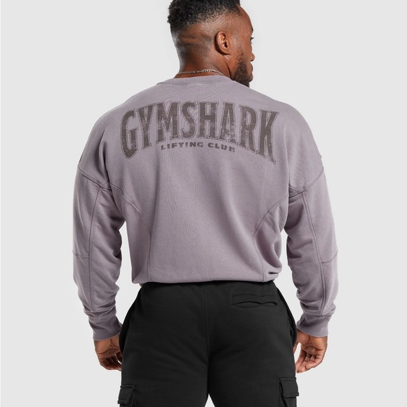Mens Gymshark Heritage Washed Crew Neck Sweater Sweatshirt Fog Purple Size Large - Picture 1 of 11